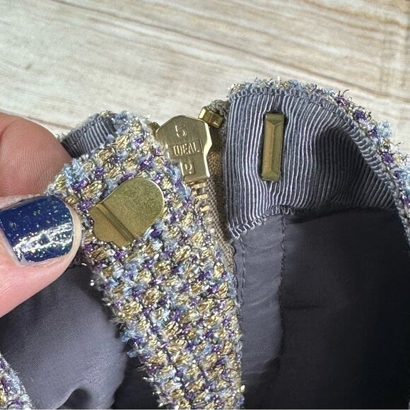 J. CREW Tweed Skit with Gold accents and Zipper - GOLD PURPLE PERIWINKLE - Picture 6 of 9